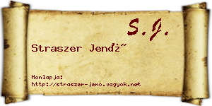 Straszer Jenő névjegykártya